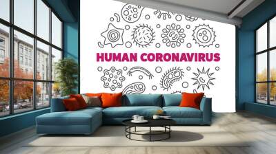 Human Coronavirus vector concept circular minimal thin line illustration Wall mural