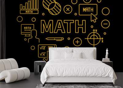 Math Heart vector concept outline banner - Math heart-shaped illustration Wall mural