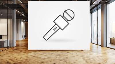 Microphone line vector icon. Mic symbol Wall mural