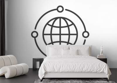 Neural Network Earth Globe vector concept line icon Wall mural