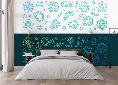 Pandemic vector concept colorful thin line horizontal banners set Wall mural