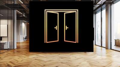 Two Opened Doors vector concept colorful outline icon Wall mural