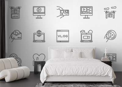 Vlog icons set Wall mural