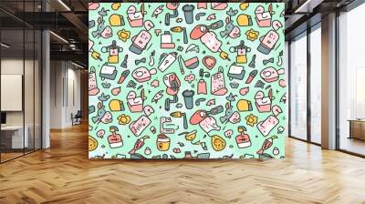 seamless pattern with monsters Wall mural