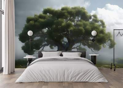 tree in the fog made by midjourney	 Wall mural