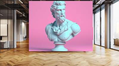 Sculpture of an abstract greek deity, done in the  pastel background colors. Generative AI. Wall mural