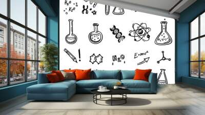 Hand drawn chemistry and science icons Wall mural