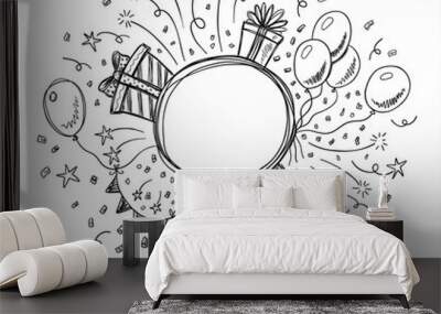 Hand drawn doodle party frame Wall mural