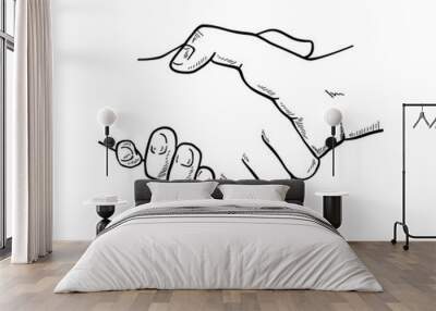 Hand drawn sketch illustration of a handshake, partnership concept. Wall mural