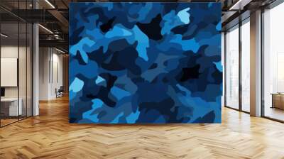 Blue camouflage background, endless surface pattern, expandable, tile Wall mural