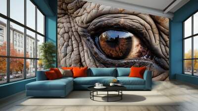 Eye of a rhino, close-up, pupil Wall mural