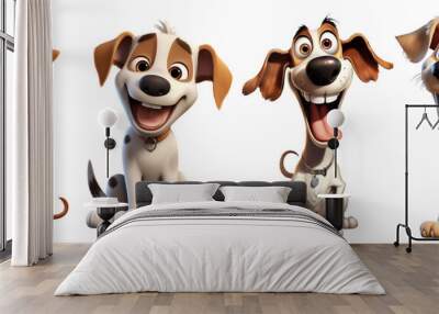 funny and cute cartoon dog, smiling, smile, dogs, isolated Wall mural