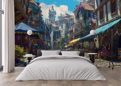 fantasy city street Wall mural