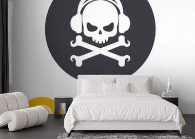 Icono plano auriculares musica pirata en circulo varios colores Wall mural