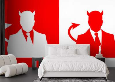 Icono plano demonio con traje rojo Wall mural