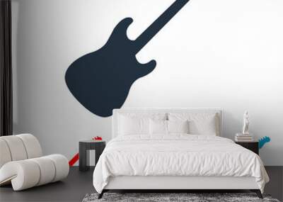 Icono plano silueta de guitarra eléctrica en varios colores Wall mural