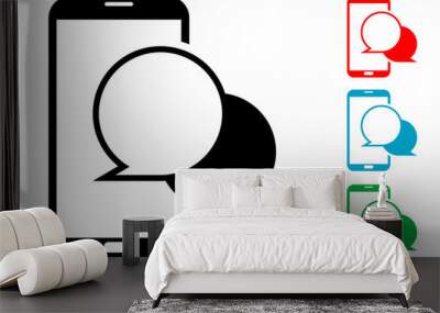 Pictograma conversacion smartphone con varios colores Wall mural