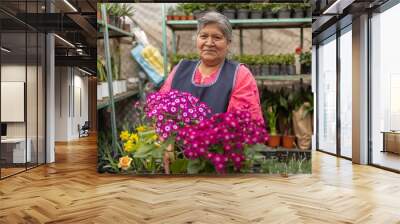 Portrait of a Mexican woman  in nursery Xochimilco, Mexico Wall mural