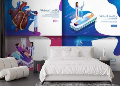 Isometric Illustration Virtual Medical Research Wall mural