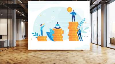 People Communicate and Work on Financial Issues Wall mural