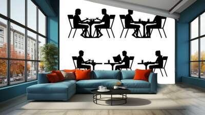 silhouette design of people in cafe Wall mural