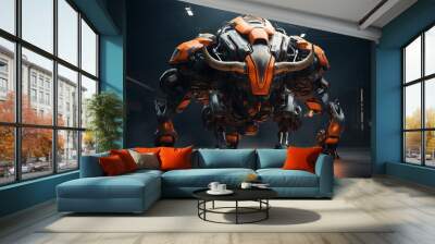 Futuristic Robotic Bull  D Render Wall mural