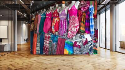 women's clothing on a street market Wall mural