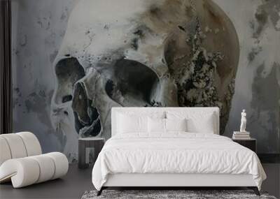 Memento Mori: A Skull in Decay - Exploring Mortality and the Human Condition Wall mural