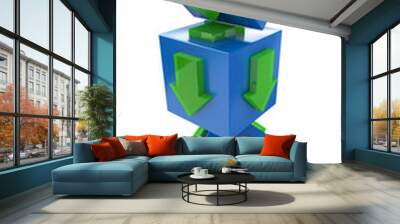 3D blue cube with an arrow pointing the direction. Concept illus Wall mural