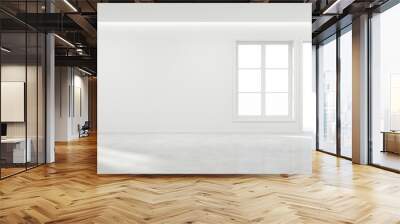 Room with concrete floor and empty wall background in modern house, Luxury white interior of new home - 3D rendering Wall mural