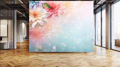 A colorful bouquet of flowers is displayed on a white background Wall mural