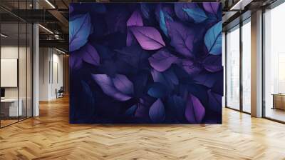 A forest with purple leaves and dark blue sky Wall mural