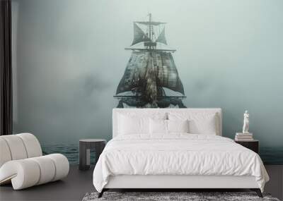 A large ship sails through a stormy sea Wall mural