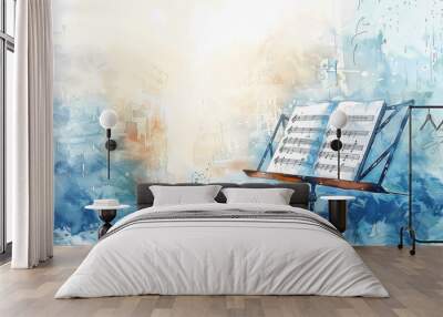 A sheet music stand with a book of music on it Wall mural