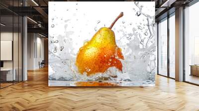 A small red apple is floating in a pool of water Wall mural