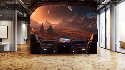 A view of a planet from inside a spaceship Wall mural