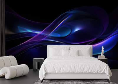 abstract futuristic background with blue glowing neon moving high speed wave lines Wall mural