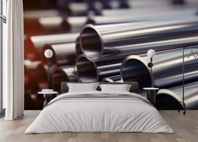 Close-up of silver metal tubes Wall mural