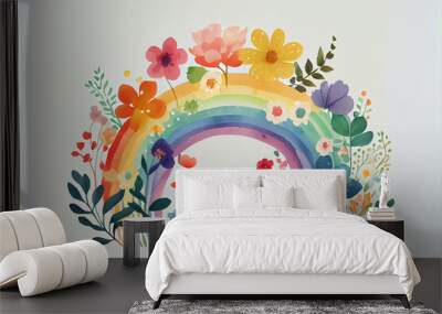 illustration of colorful vibrant rainbow in watercolor style draw . AI Wall mural