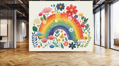 illustration of colorful vibrant rainbow in watercolor style draw . AI Wall mural