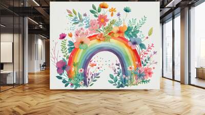 illustration of colorful vibrant rainbow in watercolor style draw . AI Wall mural