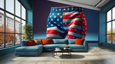 illustration of male underwear, in american flag colors . ai Wall mural