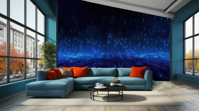 many blue particles on a blue background Wall mural