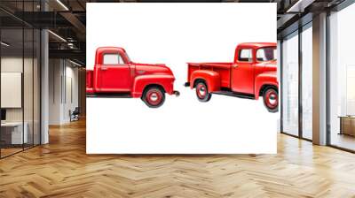 Red pickup truck on white background Wall mural