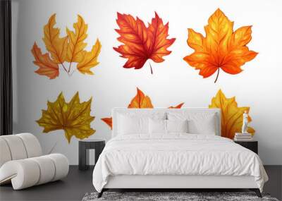 set vector illustration autumn leaf elements isolated on white background Wall mural