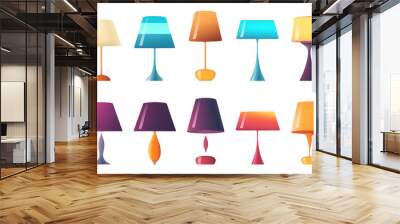 set vector illustration of table multi colored lamp isolate on white background Wall mural