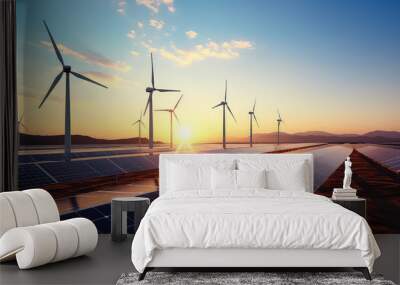 solar panels, Renewable energy and the environment. Wall mural