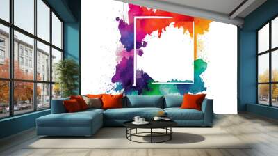 vector illustration of colorful frame watercolor splash isolated on white background Wall mural