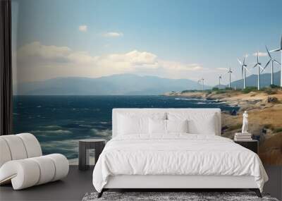 Windmills and beautiful landscape Wall mural