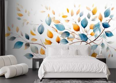 Winter flowers, Christmas and New Year theme in watercolor style on white background Wall mural